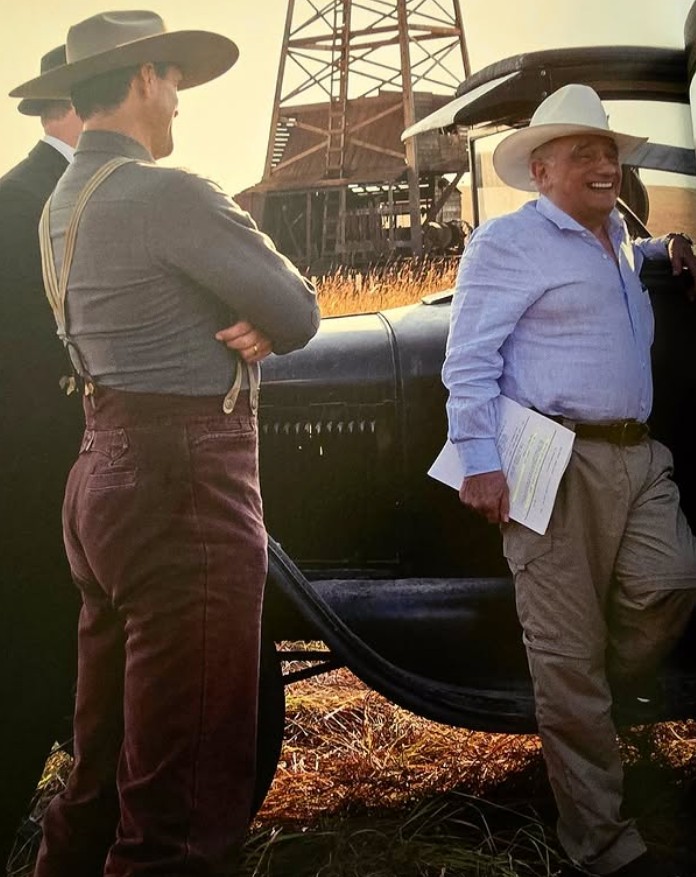 Samuel French and Robert De Niro on the set of Killers of the Flower Moon